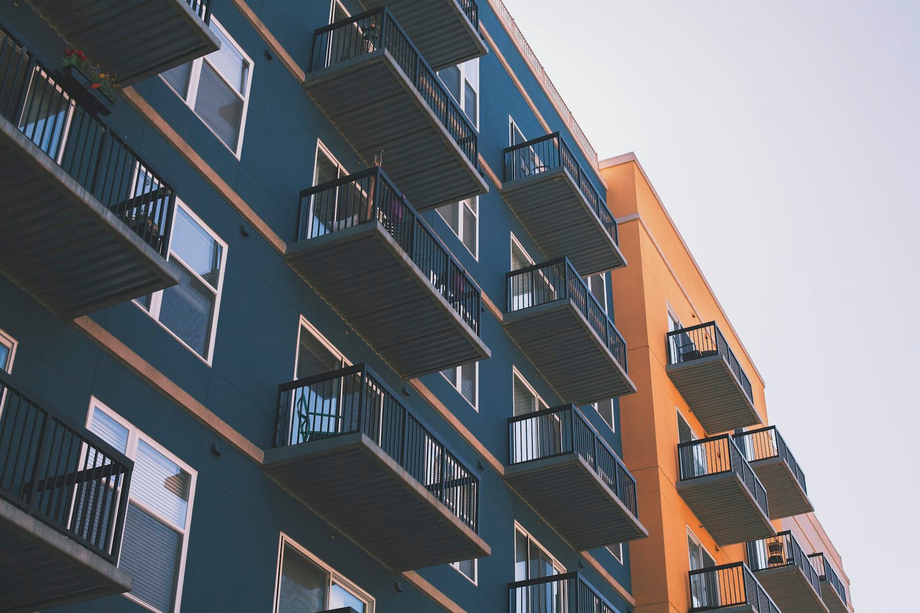 A multifamily building in late light